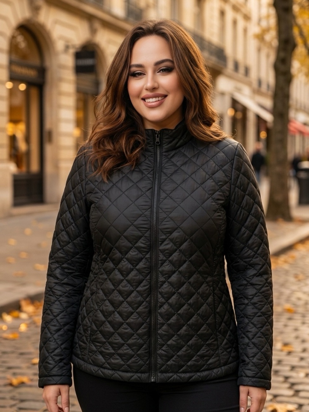 Torrid Women’s Sz 14 Black Diamond-Quilted Lightweight Puffer Jacket pockets